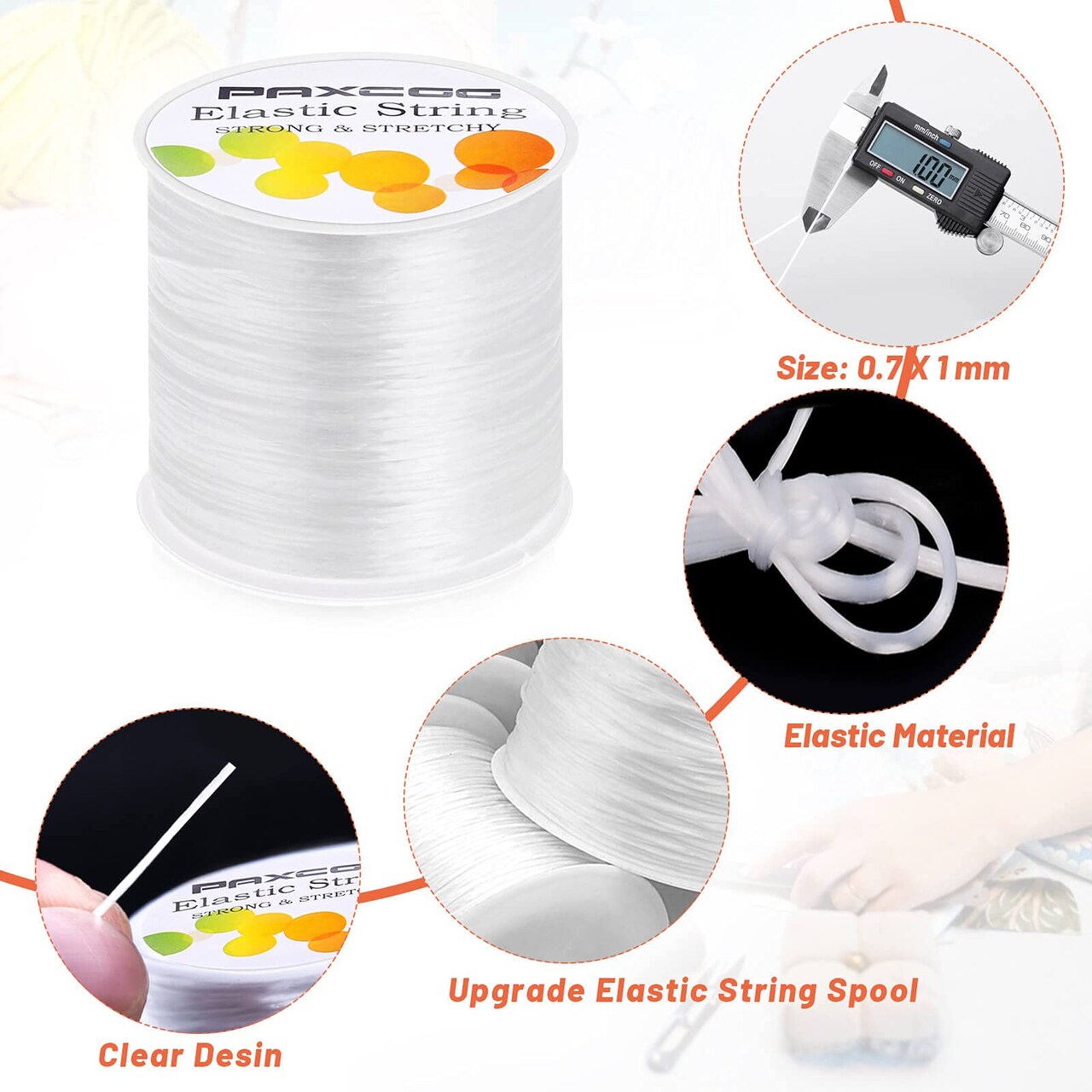 1mm Elastic Bracelet String Cord Stretch Bead Cord for Jewelry and Bracelet Making White